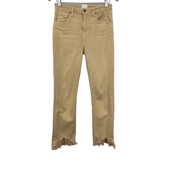 JONATHAN SIMKHAI STANDARD River High Rise Straight Leg Distressed Jeans Tan 29 - Picture 2 of 9